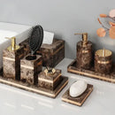 GobekUsa Emperador Dark Marble Bathroom Set: Toothbrush Holder, Soap Dispenser, Luxury Accessories