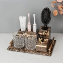 GobekUsa Emperador Dark Marble Bathroom Set: Toothbrush Holder, Soap Dispenser, Luxury Accessories