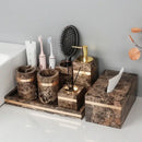 GobekUsa Emperador Dark Marble Bathroom Set: Toothbrush Holder, Soap Dispenser, Luxury Accessories
