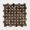 Emperador Dark&amp;crema Marfil Polished Basket Weave Marble Mosaics 12x12