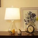 GobekUsa Nordic Empire Shade Table Lamp with Clear Glass Base - White Fabric - Single Living Room Nightstand Accent