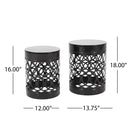 Outdoor Delight Powder-Coated Iron End Table, Set of 2