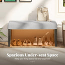 End of Bed Bench with Padded Seat and Solid Wood Legs-Gray by LJGDeals