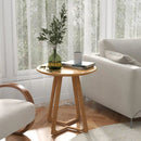 24 Inch Round End Table with Adjustable Foot Pads Natural by LJGDeals