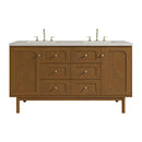 James Martin Laurent 60" Dual Mount Double Bathroom Vanity, Honey Oak