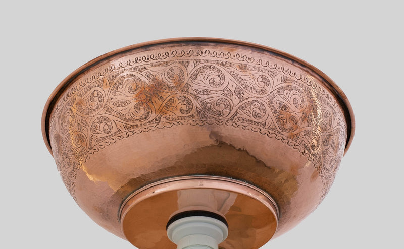 Hand Engraved Copper Vessel Sink, Round Bowl Vessel Sink