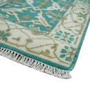 Entryway 2x3 Blue and Ivory Hand Knotted Oriental Oushak Wool Area Rug by The Rug Decor