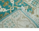 Entryway 2x3 Blue and Ivory Hand Knotted Oriental Oushak Wool Area Rug by The Rug Decor