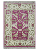 Entryway 2x3 Pink and Ivory Hand Knotted Oriental Oushak Wool Area Rug by The Rug Decor