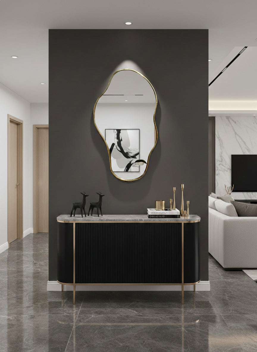 Asymmetrical Brass Mirror, photo 4 of 14