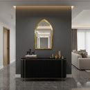 Golden Handmade Wall Mirror - Arch Brass Engraved Mirror