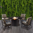 Aluminum 44-in Round Antique Copper Fire Table Set with Rocking Chairs