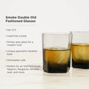 Hexagonal Crystal Double Old Fashioned Glasses in Smoke by Viski