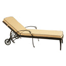 Modern Aluminum Bronze Patio Chaise Lounge with Wheels and Cushion