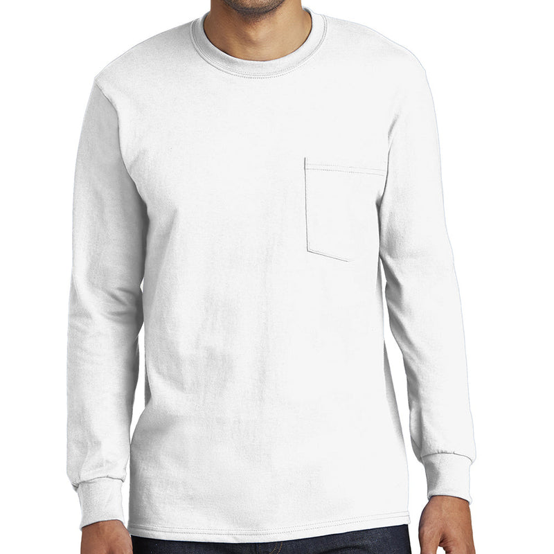 Men's Big Size Port & Company Tall Long Sleeve Pocket T-Shirt