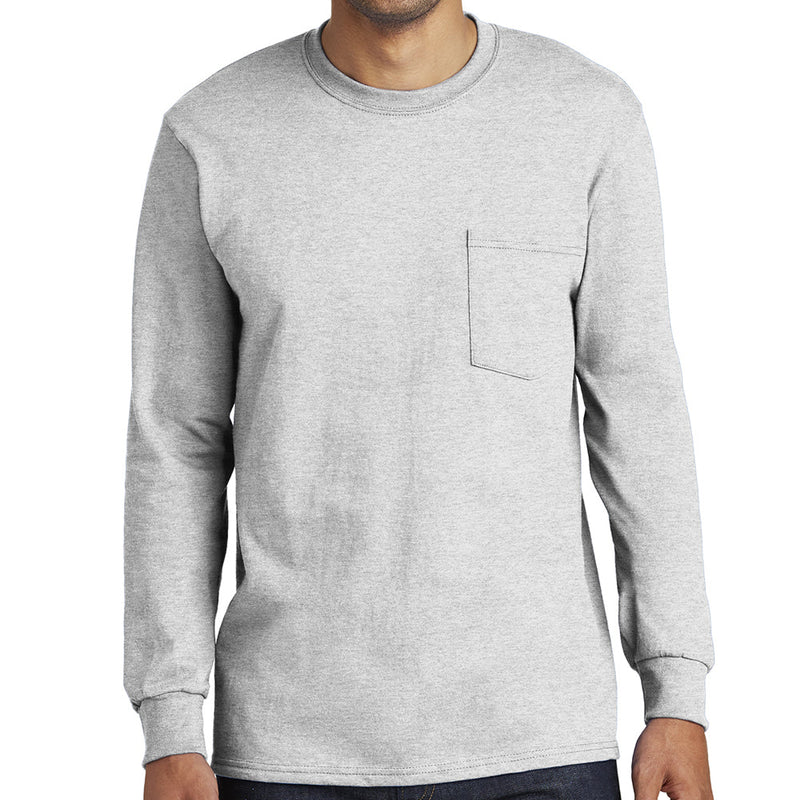 Men's Big Size Port & Company Tall Long Sleeve Pocket T-Shirt