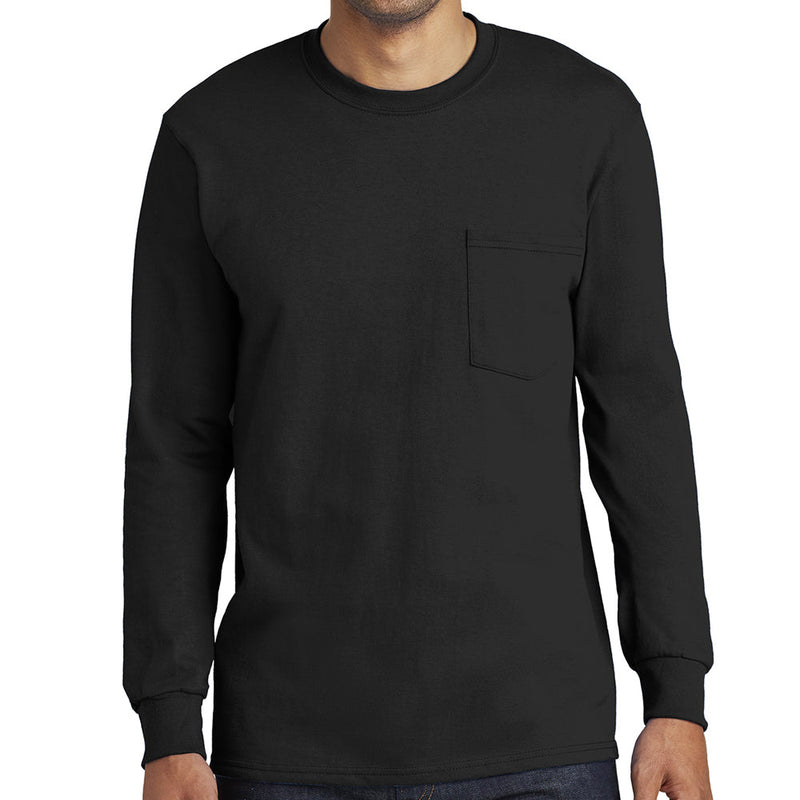 Men's Big Size Port & Company Tall Long Sleeve Pocket T-Shirt