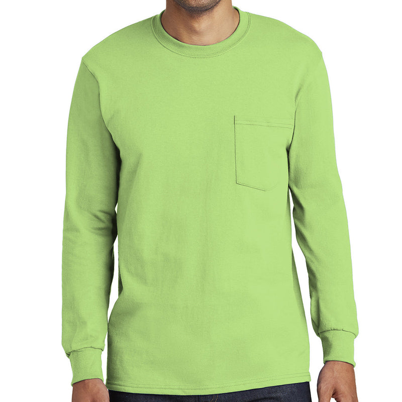 Men's Big Size Port & Company Tall Long Sleeve Pocket T-Shirt