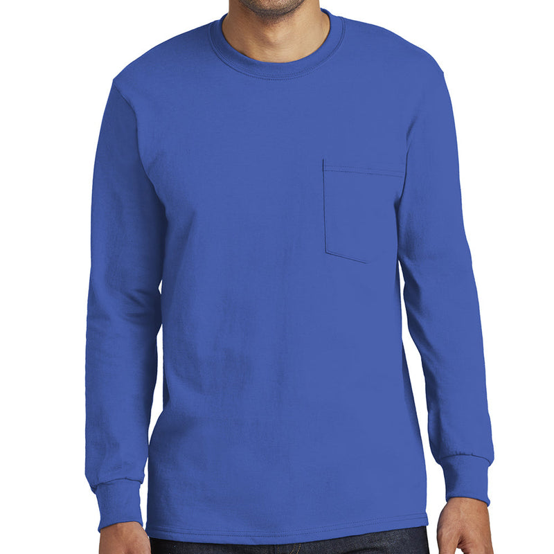 Men's Big Size Port & Company Tall Long Sleeve Pocket T-Shirt