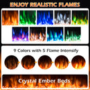 36 Inch Electric Fireplace Insert Wall Mounted with Timer