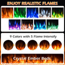 36 Inch Electric Fireplace Insert Wall Mounted with Timer by LJGDeals