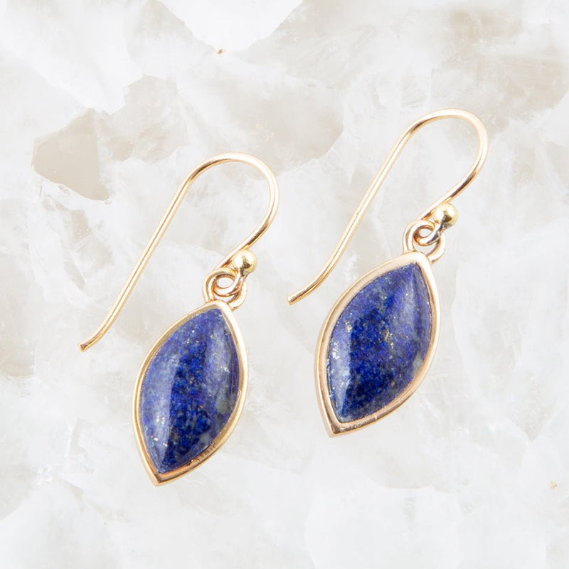 Blue Lapis Golden Drop Earrings