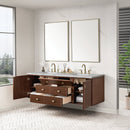 James Martin Amberly 72" Dual Mount Double Bathroom Vanity, Mid-Century Walnut