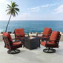 Black Aluminum Fire Table Set with Four Club Chairs