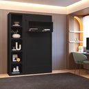 Easy-Lift Twin Murphy Wall Bed in Black with Bookshelf