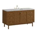James Martin Laurent 60" Dual Mount Single Bathroom Vanity, Honey Oak