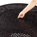 Aluminum 44-in Round Patio Fire Table Set with Swivel Rocking Chairs