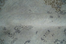 Erased Abstract 8x10 Silver, Blue and Brown Antique Style, Traditional Low Pile Hand Knotted Wool Rug