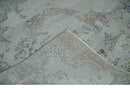 Erased Abstract 8x10 Silver, Blue and Brown Antique Style, Traditional Low Pile Hand Knotted Wool Rug