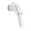 Ergonomic white electric cleaning brush for kitchen and bathroom by Decorbites