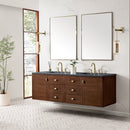 James Martin Amberly 72" Dual Mount Double Bathroom Vanity, Mid-Century Walnut