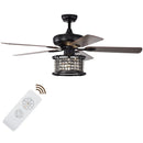 52 Inch 3-Speed Crystal Ceiling Fan Light with Remote Control-Black by LJGDeals