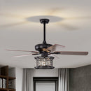 52 Inch 3-Speed Crystal Ceiling Fan Light with Remote Control-Black by LJGDeals