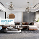 52 Inches Ceiling Fan with Wooden Blades and Remote Control-Silver by LJGDeals