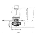 52 Inches Ceiling Fan with Wooden Blades and Remote Control-Silver by LJGDeals