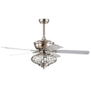 52 Inches Ceiling Fan with Wooden Blades and Remote Control-Silver by LJGDeals