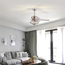 52 Inches Ceiling Fan with Wooden Blades and Remote Control-Silver by LJGDeals
