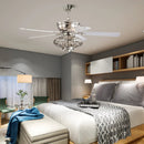 52 Inches Ceiling Fan with Wooden Blades and Remote Control-Silver by LJGDeals