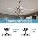 52 Inches Ceiling Fan with Wooden Blades and Remote Control-Silver by LJGDeals