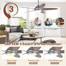 52 Inch Ceiling Fan with Lights and 3 Lighting Colors by LJGDeals