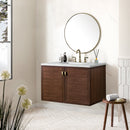 James Martin Amberly 36" Dual Mount Single Bathroom Vanity, Mid-Century Walnut