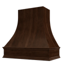 Espresso Wood Range Hood With Curved Front and Decorative Trim - 30" 36" 42" 48" 54" and 60" Widths Available