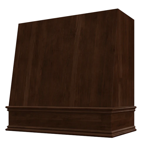 Espresso Wood Range Hood With Angled Front and Decorative Trim - 30", 36", 42", 48", 54" and 60" Widths Available