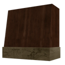 Espresso Wood Range Hood With Angled Front and Walnut Band - 30", 36", 42", 48", 54" and 60" Widths Available