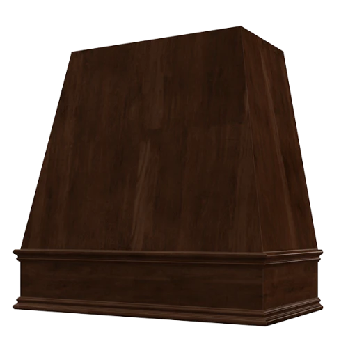 Espresso Wood Range Hood With Tapered Front and Decorative Trim - 30", 36", 42", 48", 54" and 60" Widths Available