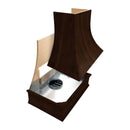 Espresso Range Hood With Curved Front, Brass Strapping and Buttons - 30", 36", 42", 48", 54" and 60" Widths Available